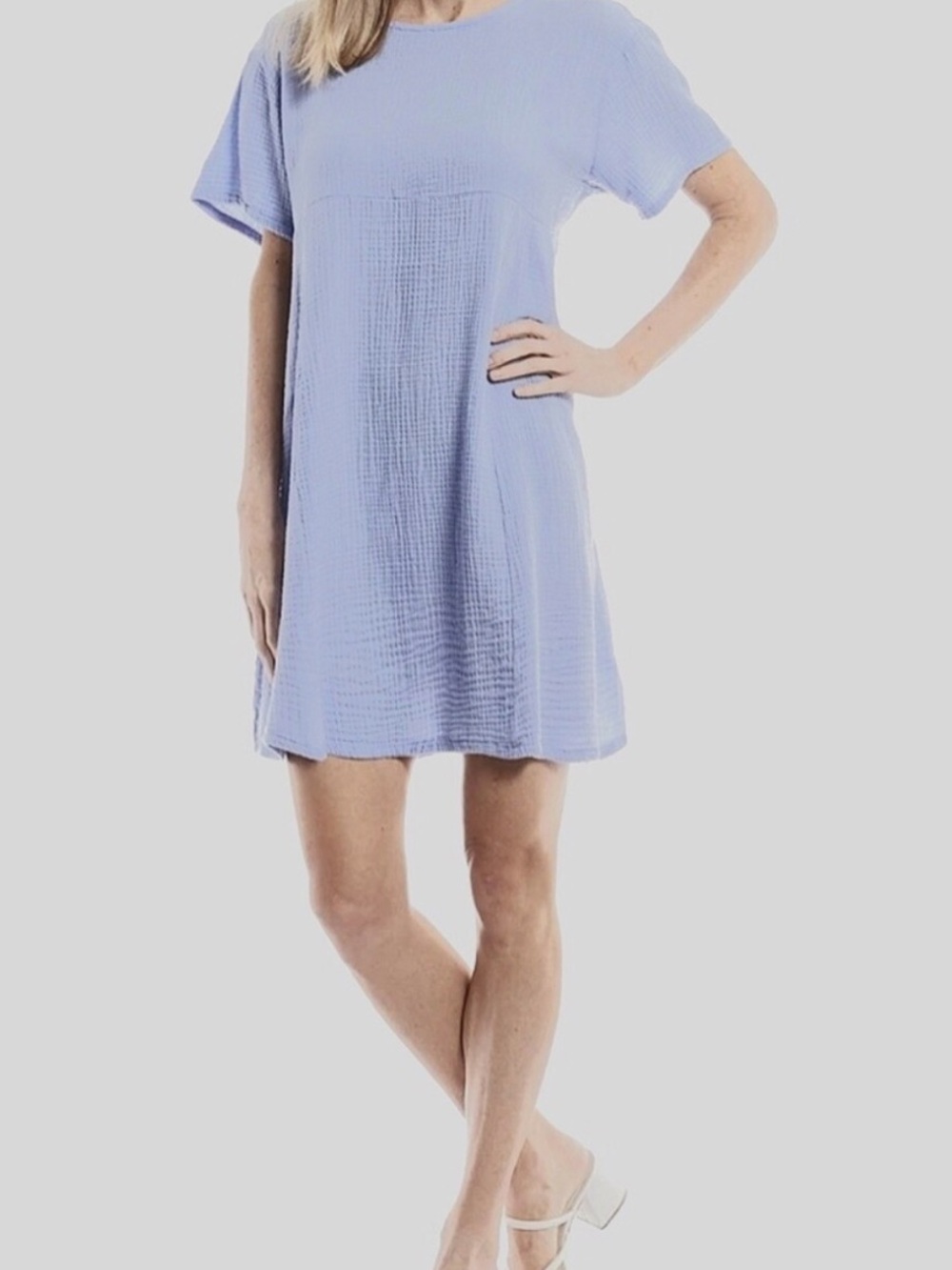 bryn Walker Light Blue Short Sleeve Tunic